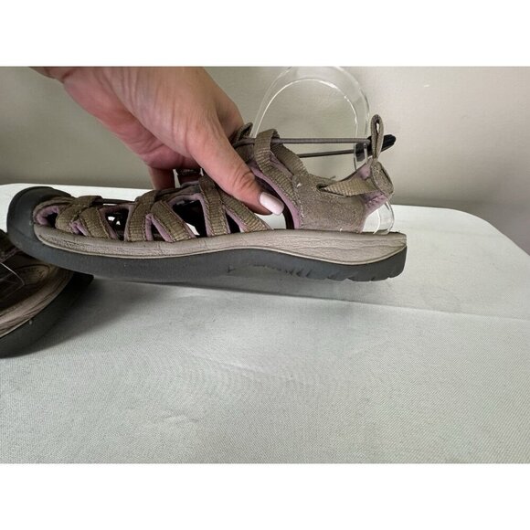 KEEN 9 Womens Whisper Gray Purple Waterproof Sport Sandals Hiking Trail Gorpcore - Picture 14 of 16